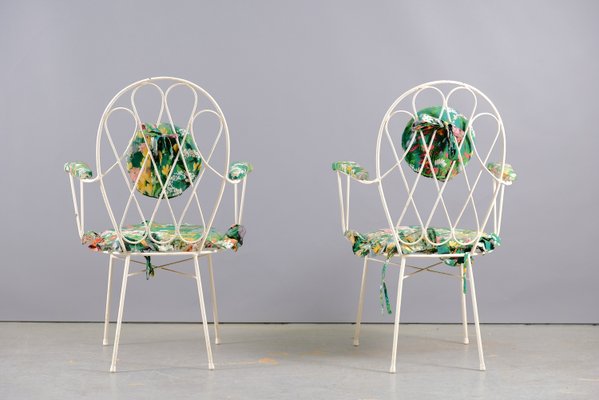 Mid-Century White Iron Chairs, 1960s, Set of 2-CIP-938359