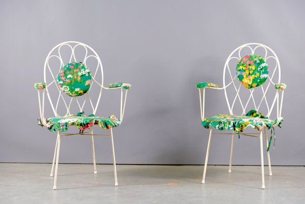 Mid-Century White Iron Chairs, 1960s, Set of 2-CIP-938359