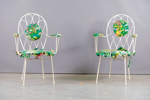 Mid-Century White Iron Chairs, 1960s, Set of 2-CIP-938359