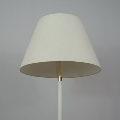 Mid-Century White Leather and Brass Floor Lamp from Vereinigte Werkstätten, 1950s-OE-1178878