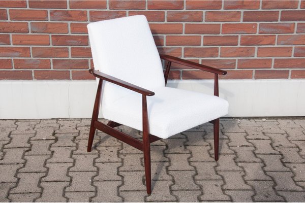 Mid-Century White Model 300-190 Boucle Armchair by H. Lis, Poland, 1960s-BXB-1396781