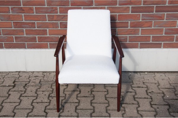 Mid-Century White Model 300-190 Boucle Armchair by H. Lis, Poland, 1960s-BXB-1396781