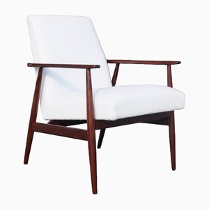 Mid-Century White Model 300-190 Boucle Armchair by H. Lis, Poland, 1960s-BXB-1396781