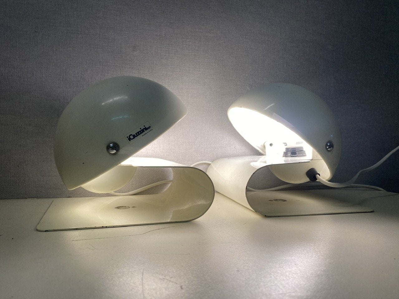 Mid-Century White Model Bugia Wall Lamps by Giuseppe Cormio for Guzzini, 1970s, Set of 2