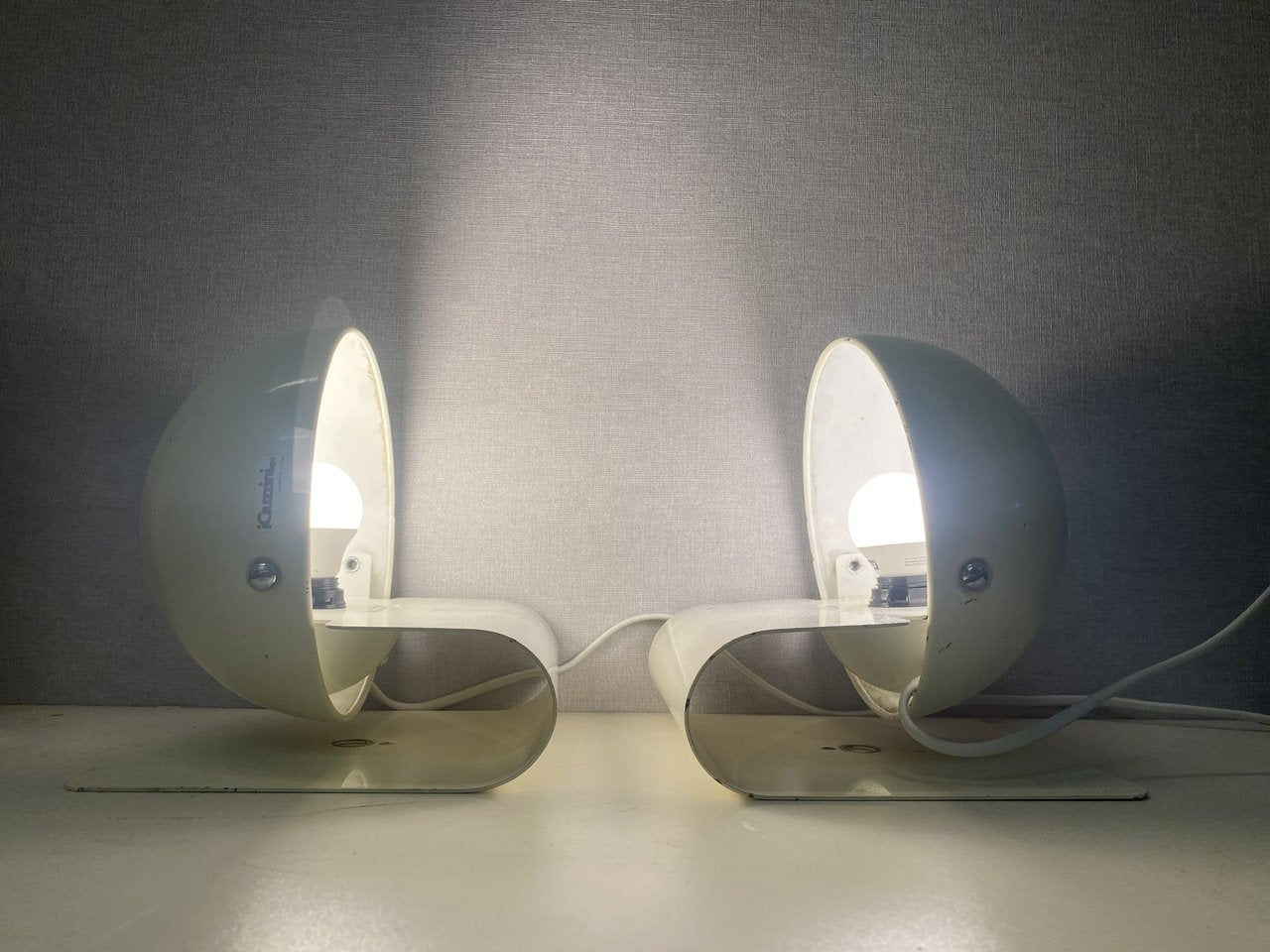 Mid-Century White Model Bugia Wall Lamps by Giuseppe Cormio for Guzzini, 1970s, Set of 2