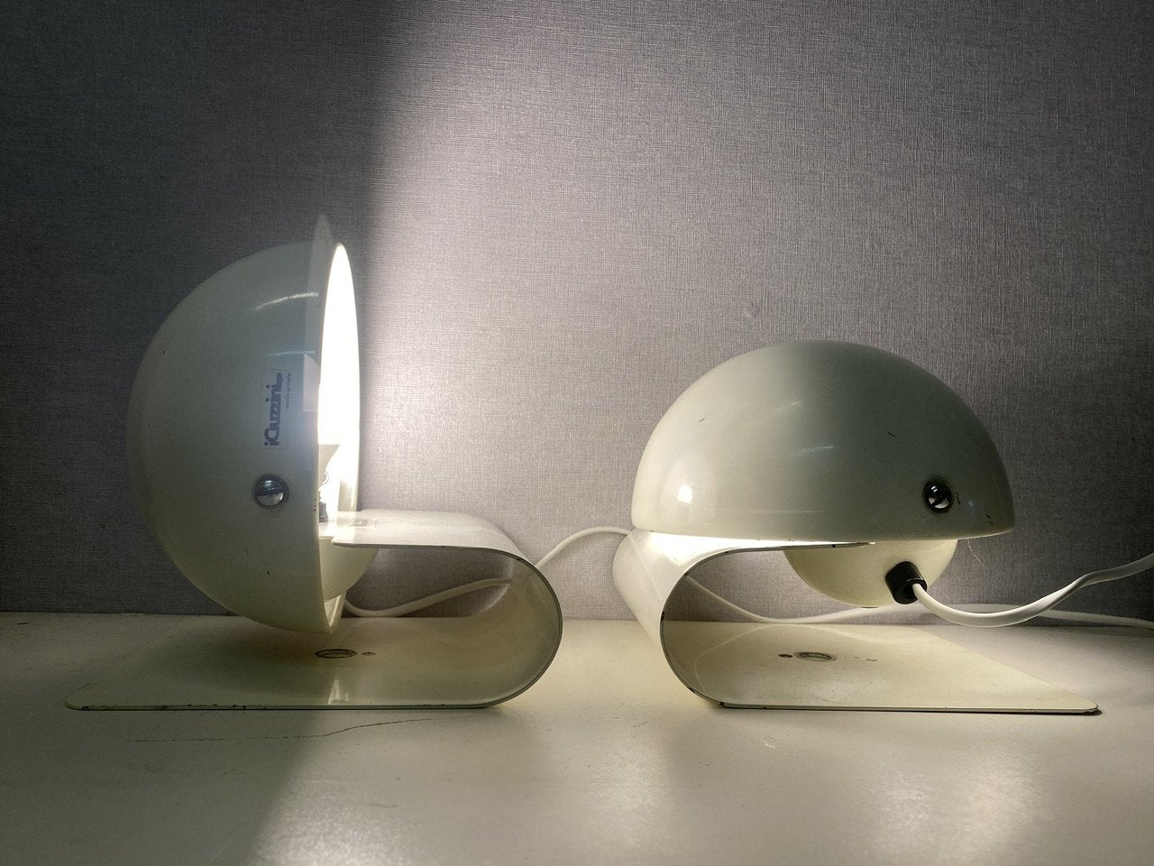 Mid-Century White Model Bugia Wall Lamps by Giuseppe Cormio for Guzzini, 1970s, Set of 2