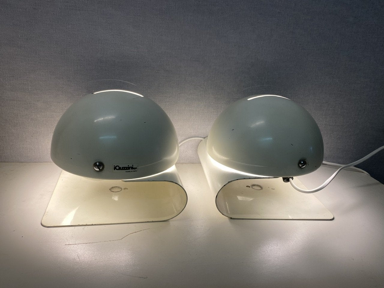 Mid-Century White Model Bugia Wall Lamps by Giuseppe Cormio for Guzzini, 1970s, Set of 2