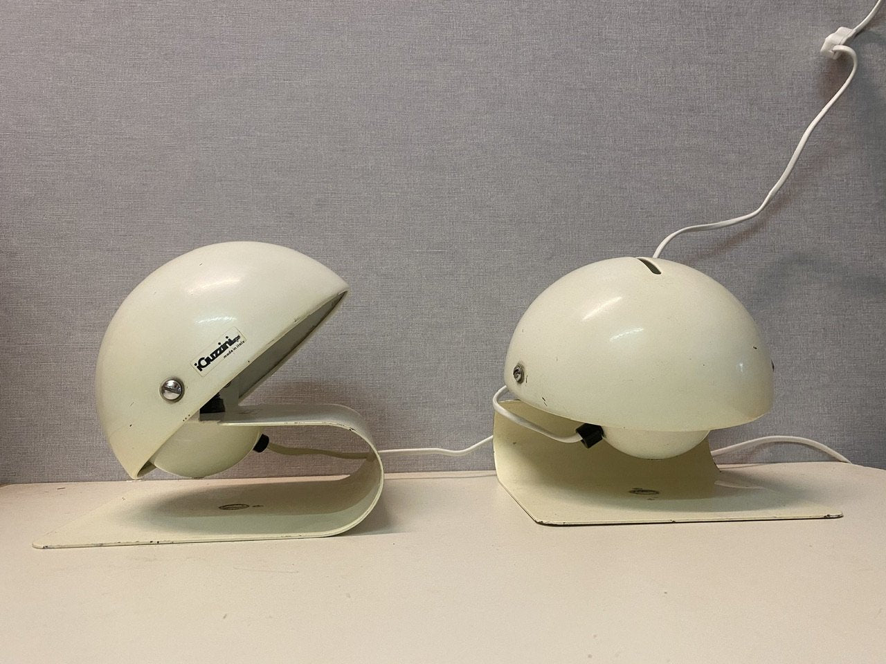 Mid-Century White Model Bugia Wall Lamps by Giuseppe Cormio for Guzzini, 1970s, Set of 2