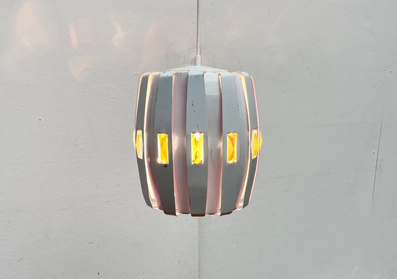 Mid-Century White Model Metal and Prism Pendant Lamp by Werner Schou for Coronell Elektro, Denmark, 1960s-UAH-2036205