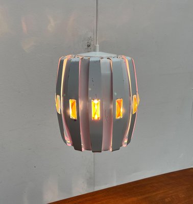 Mid-Century White Model Metal and Prism Pendant Lamp by Werner Schou for Coronell Elektro, Denmark, 1960s-UAH-2036205