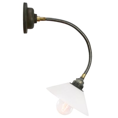 Mid-Century White Opaline Glass Sconce with Flexible Arm-BLS-843234