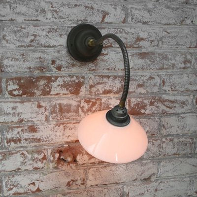 Mid-Century White Opaline Glass Sconce with Flexible Arm-BLS-843234