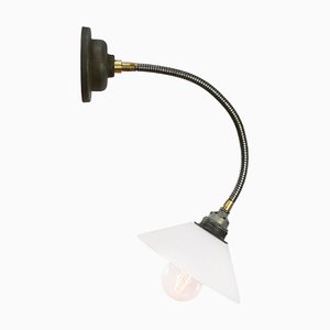 Mid-Century White Opaline Glass Sconce with Flexible Arm-BLS-843234