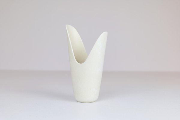 Mid-Century White Pike Mouth Vase by Gunnar Nylund for Rörstrand, Sweden-UYK-968356