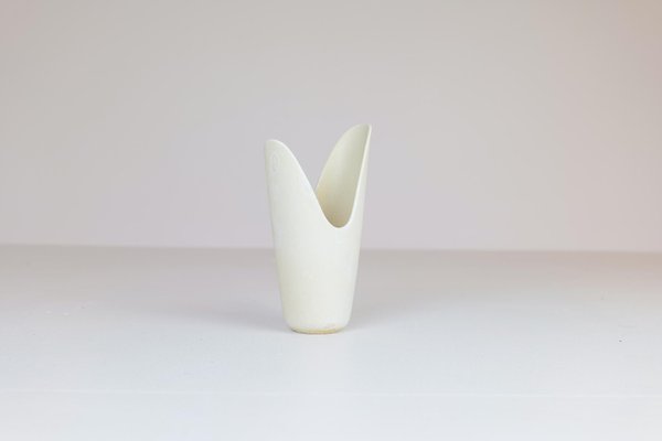 Mid-Century White Pike Mouth Vase by Gunnar Nylund for Rörstrand, Sweden-UYK-968356