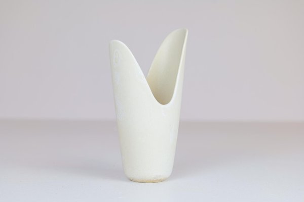 Mid-Century White Pike Mouth Vase by Gunnar Nylund for Rörstrand, Sweden-UYK-968356