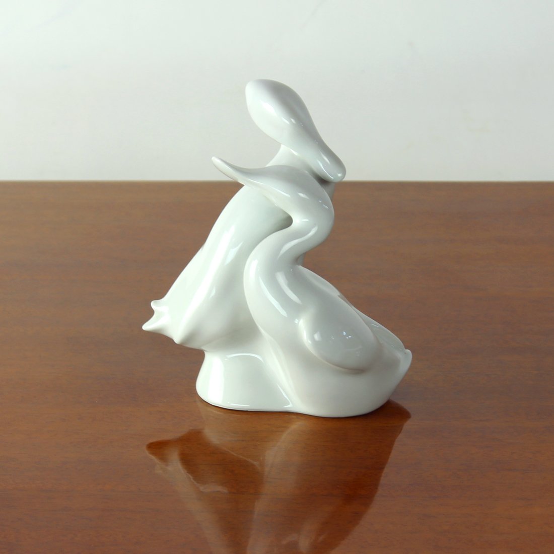 Mid-Century White Porcelain Statue of Love Ducks from Royal Dux Czechoslovakia, 1960s