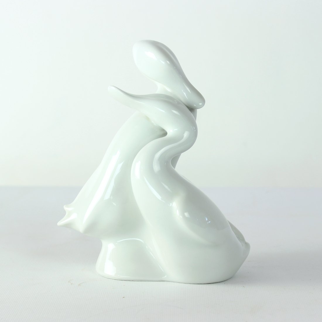 Mid-Century White Porcelain Statue of Love Ducks from Royal Dux Czechoslovakia, 1960s