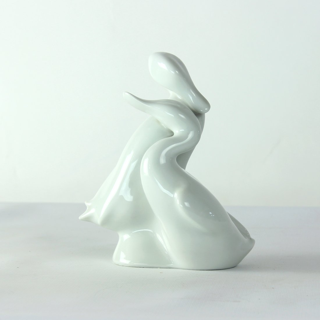 Mid-Century White Porcelain Statue of Love Ducks from Royal Dux Czechoslovakia, 1960s