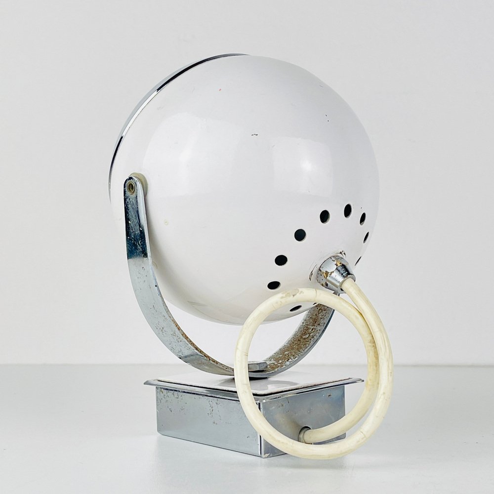 Mid-Century White Wall Lamp Eyeball, Italy, 1960s