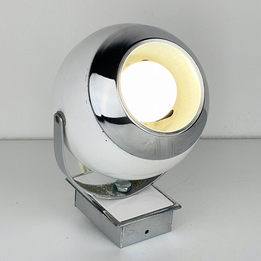 Mid-Century White Wall Lamp Eyeball, Italy, 1960s