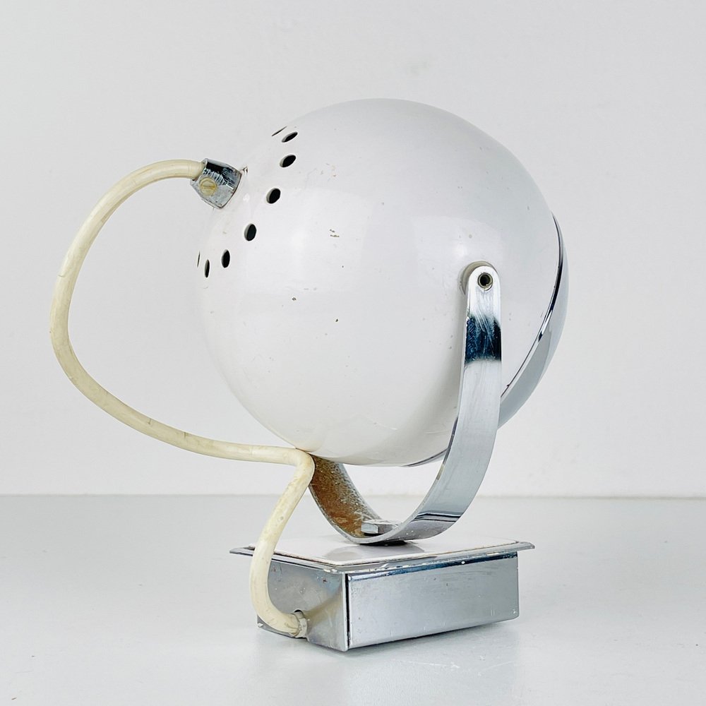 Mid-Century White Wall Lamp Eyeball, Italy, 1960s