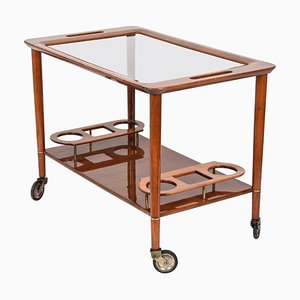 Mid-Century White Walnut Wood Italian Bar Cart by Franco Albini for Cesare Lacca, 1950s-JDR-1125389