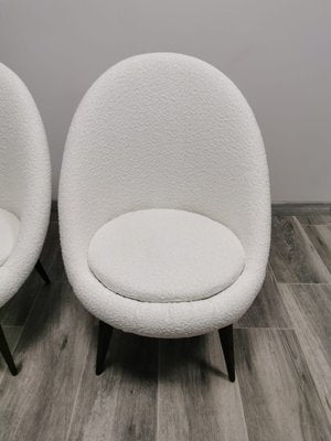 Mid-Century White Wool Armchairs, Set of 2-QJA-1447247