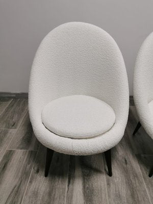 Mid-Century White Wool Armchairs, Set of 2-QJA-1447247