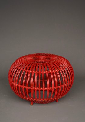 Mid-Century Wicker and Rattan Ottoman attributed to Franco Albini, 1950s-ZBW-2020148