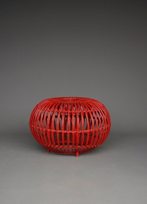 Mid-Century Wicker and Rattan Ottoman attributed to Franco Albini, 1950s-ZBW-2020148