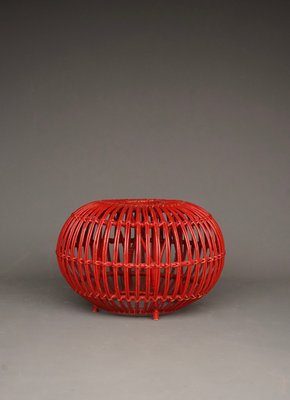 Mid-Century Wicker and Rattan Ottoman attributed to Franco Albini, 1950s-ZBW-2020148