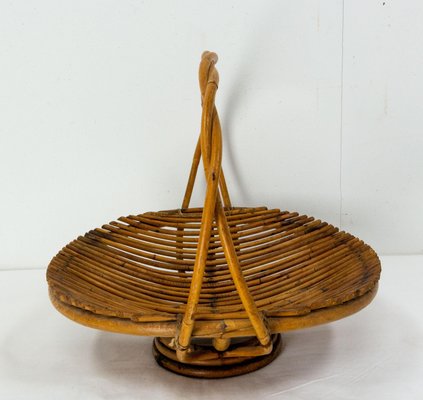 Mid-Century Wicker Basket Fruit Basket, France, 1950s-RIU-1447579