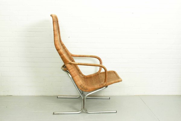 Mid-Century Wicker Lounge Chair by Dirk Van Sliedregt for Jonker Brothers, 1960s-ZA-1378525