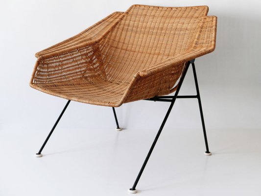 Mid-Century Wicker Lounge Chair, Sweden, 1950s-WPT-843997