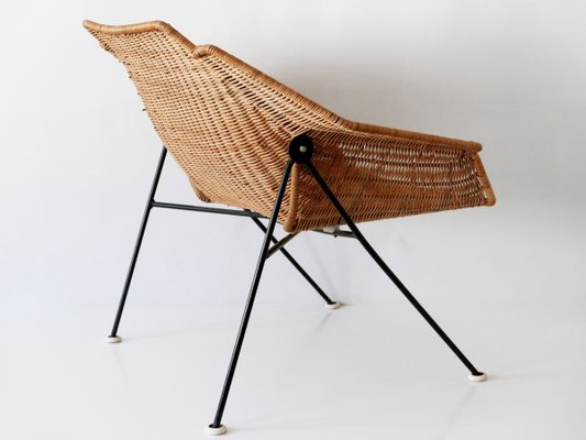 Mid-Century Wicker Lounge Chair, Sweden, 1950s-WPT-843997