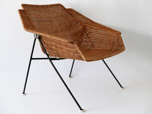 Mid-Century Wicker Lounge Chair, Sweden, 1950s-WPT-843997