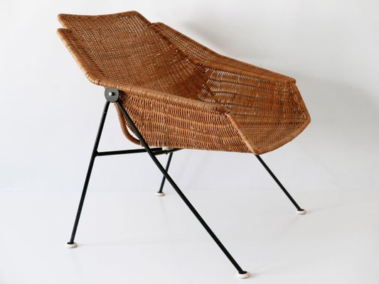 Mid-Century Wicker Lounge Chair, Sweden, 1950s-WPT-843997