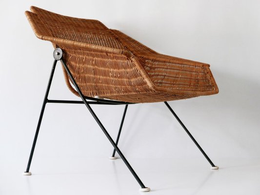 Mid-Century Wicker Lounge Chair, Sweden, 1950s-WPT-843997