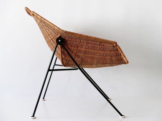 Mid-Century Wicker Lounge Chair, Sweden, 1950s-WPT-843997