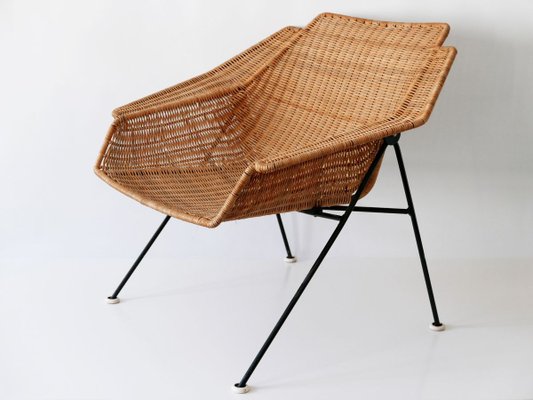 Mid-Century Wicker Lounge Chair, Sweden, 1950s-WPT-843997