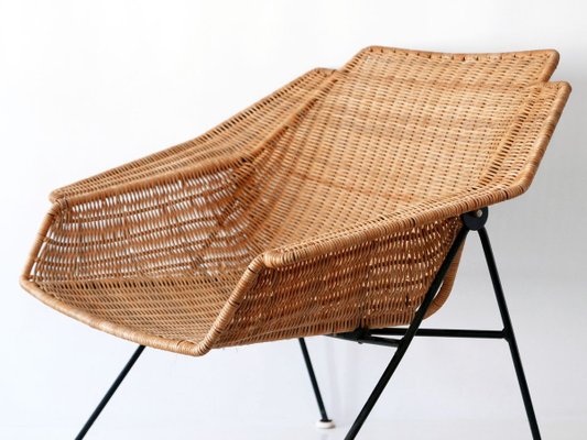 Mid-Century Wicker Lounge Chair, Sweden, 1950s-WPT-843997