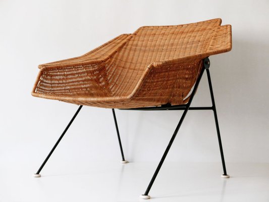 Mid-Century Wicker Lounge Chair, Sweden, 1950s-WPT-843997