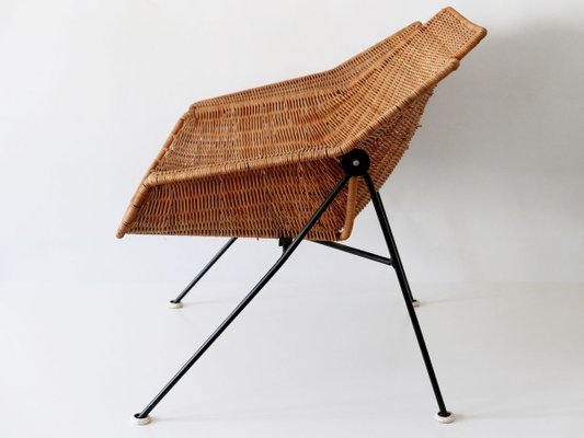 Mid-Century Wicker Lounge Chair, Sweden, 1950s-WPT-843997