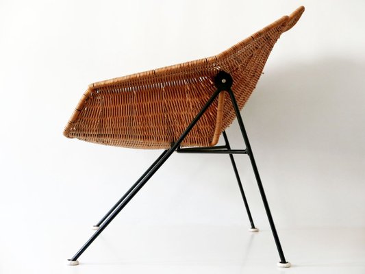 Mid-Century Wicker Lounge Chair, Sweden, 1950s-WPT-843997