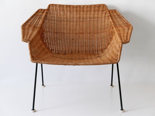 Mid-Century Wicker Lounge Chair, Sweden, 1950s-WPT-843997