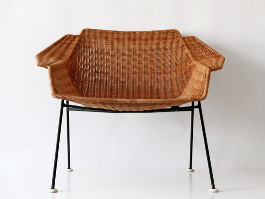 Mid-Century Wicker Lounge Chair, Sweden, 1950s-WPT-843997