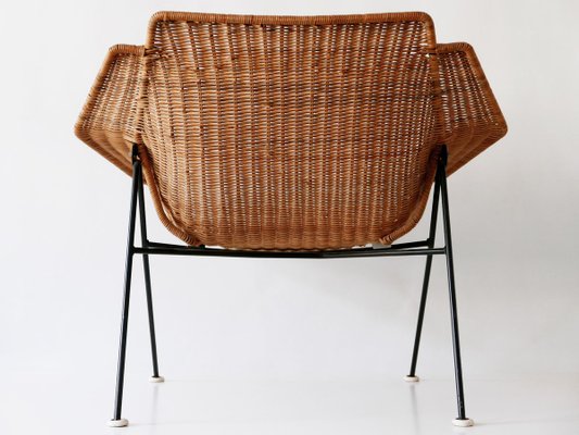 Mid-Century Wicker Lounge Chair, Sweden, 1950s-WPT-843997