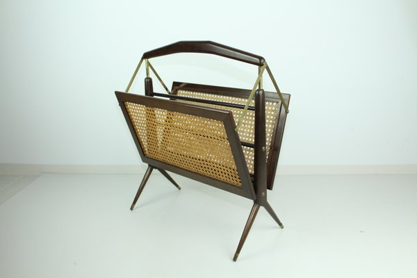 Mid-Century Wicker Magazine Rack, 1960s-ZWH-707830