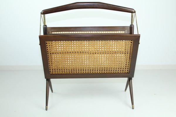 Mid-Century Wicker Magazine Rack, 1960s-ZWH-707830